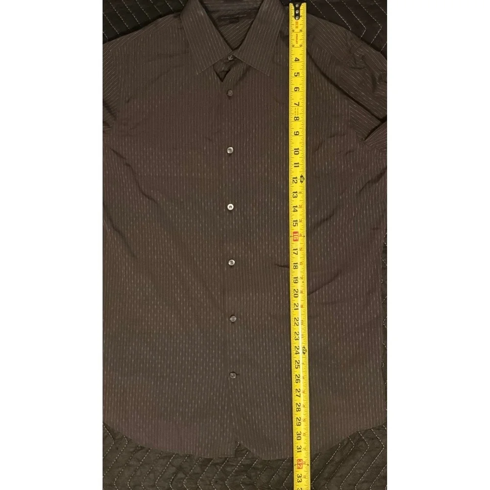 Banana Republic Slim Fit Button Down Shirt Mens M Brown Striped Woven In Italy